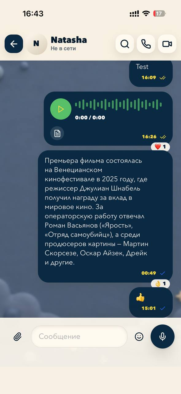 Открытый чат в приложении V
